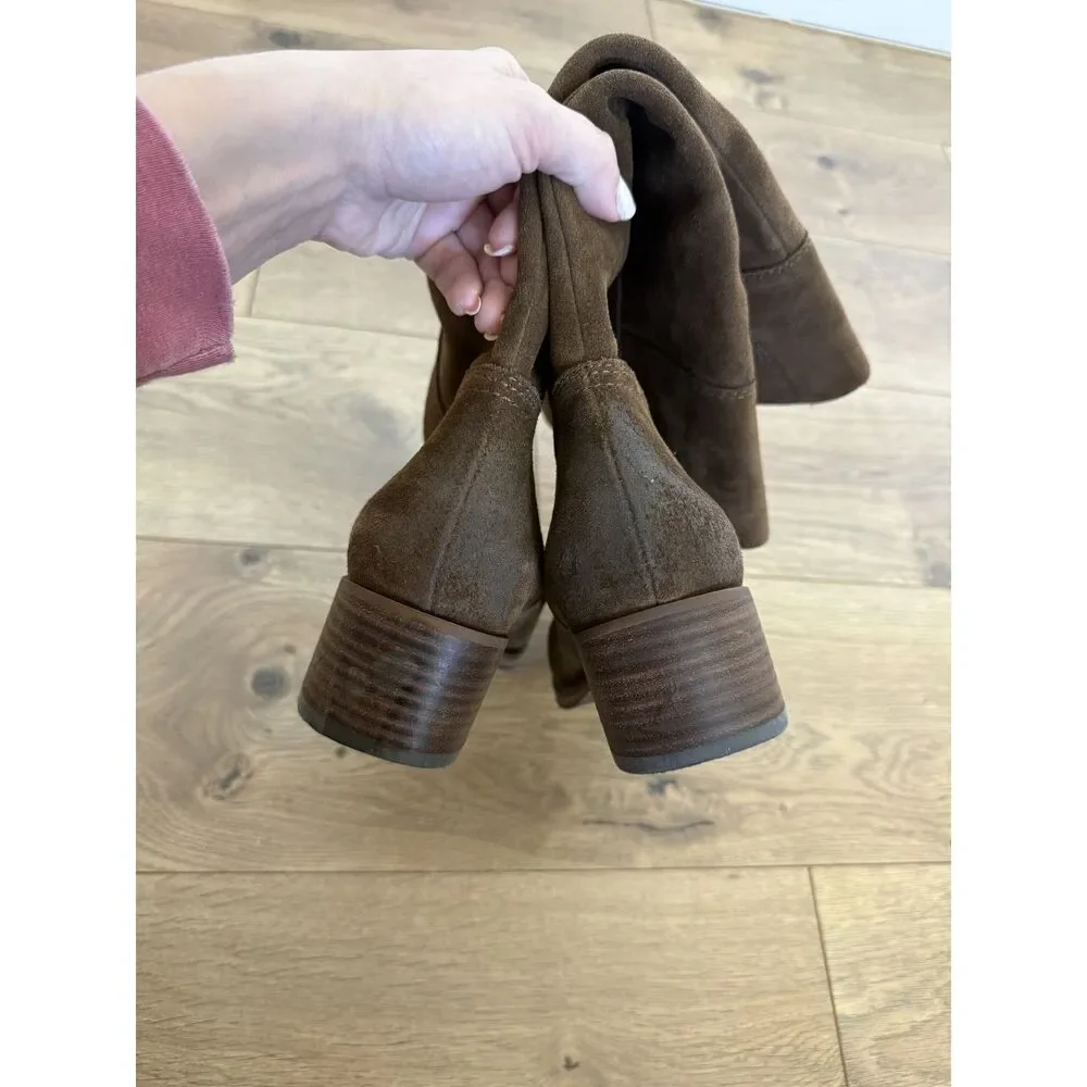 LUCKY BRAND 9 Hybiscus brown suede leather riding boots tall fall pull on